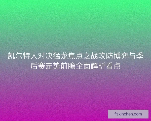 凯尔特人对决猛龙焦点之战攻防博弈与季后赛走势前瞻全面解析看点
